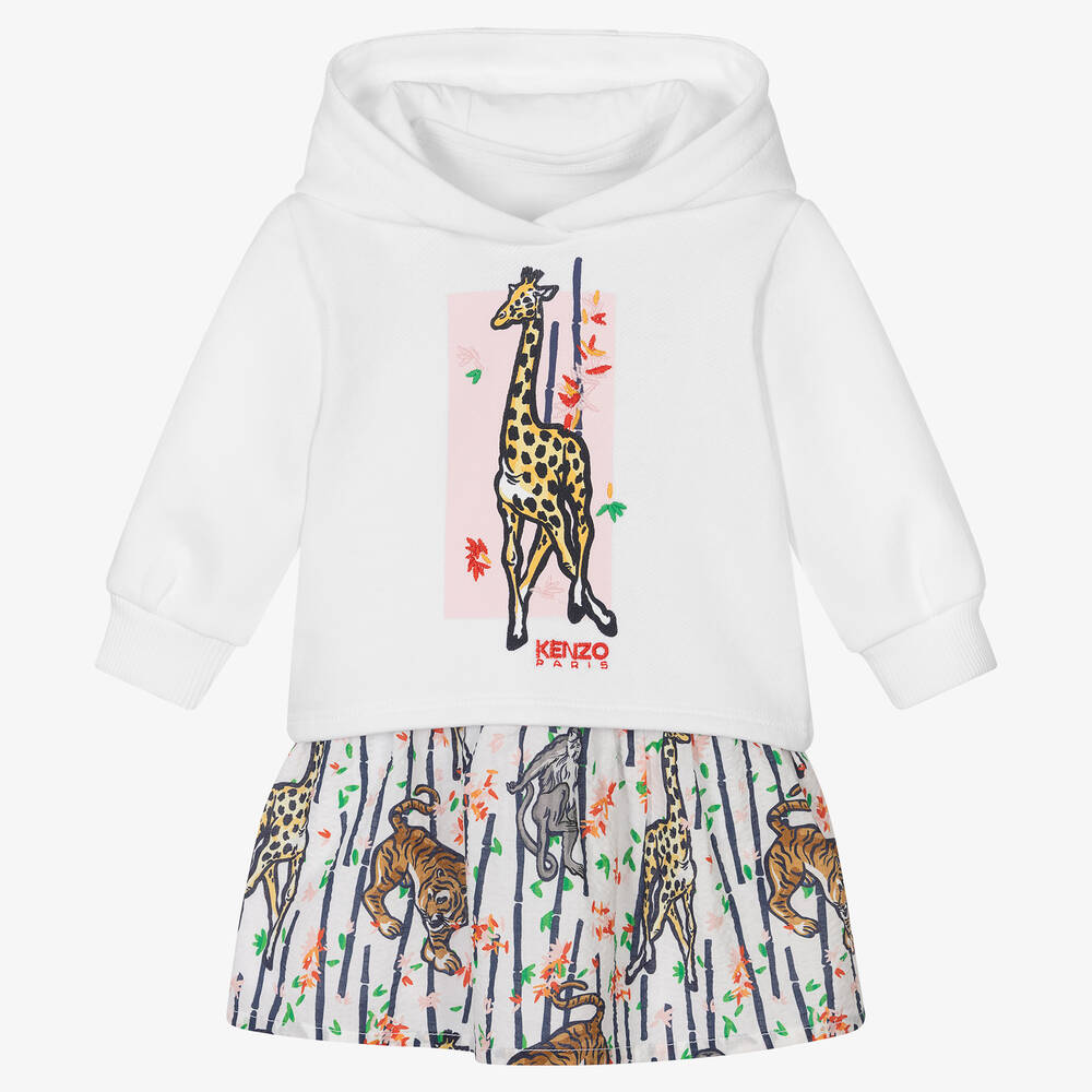 KENZO KIDS - Weißes Baumwollkleid-Set (M) | Childrensalon