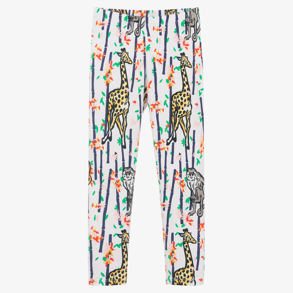 KENZO KIDS - Girls White Cotton Logo Leggings | Childrensalon