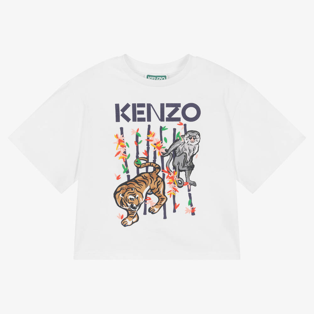 KENZO KIDS - T-shirt blanc en coton fille | Childrensalon