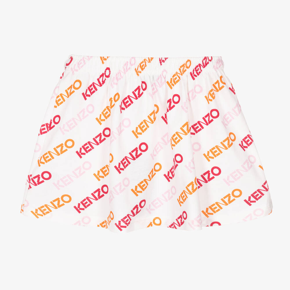 KENZO KIDS-Girls White Cotton Piqué Logo Skirt | Childrensalon Outlet