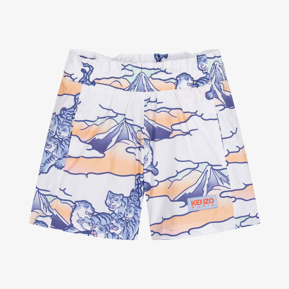 KENZO KIDS - Girls White Cotton Poplin Shorts | Childrensalon