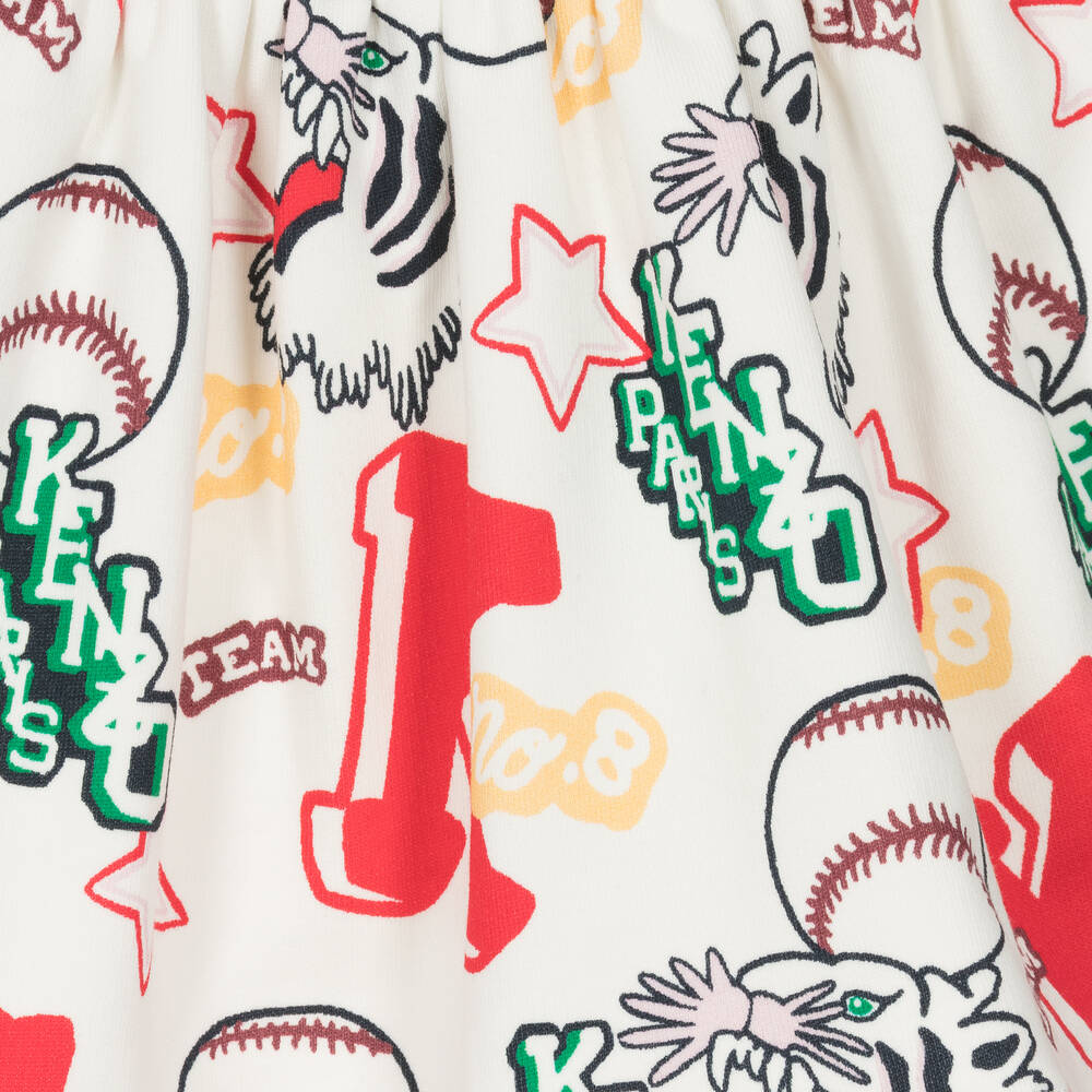 KENZO KIDS-Белое платье с тиграми и легинсы из хлопка | Childrensalon Outlet