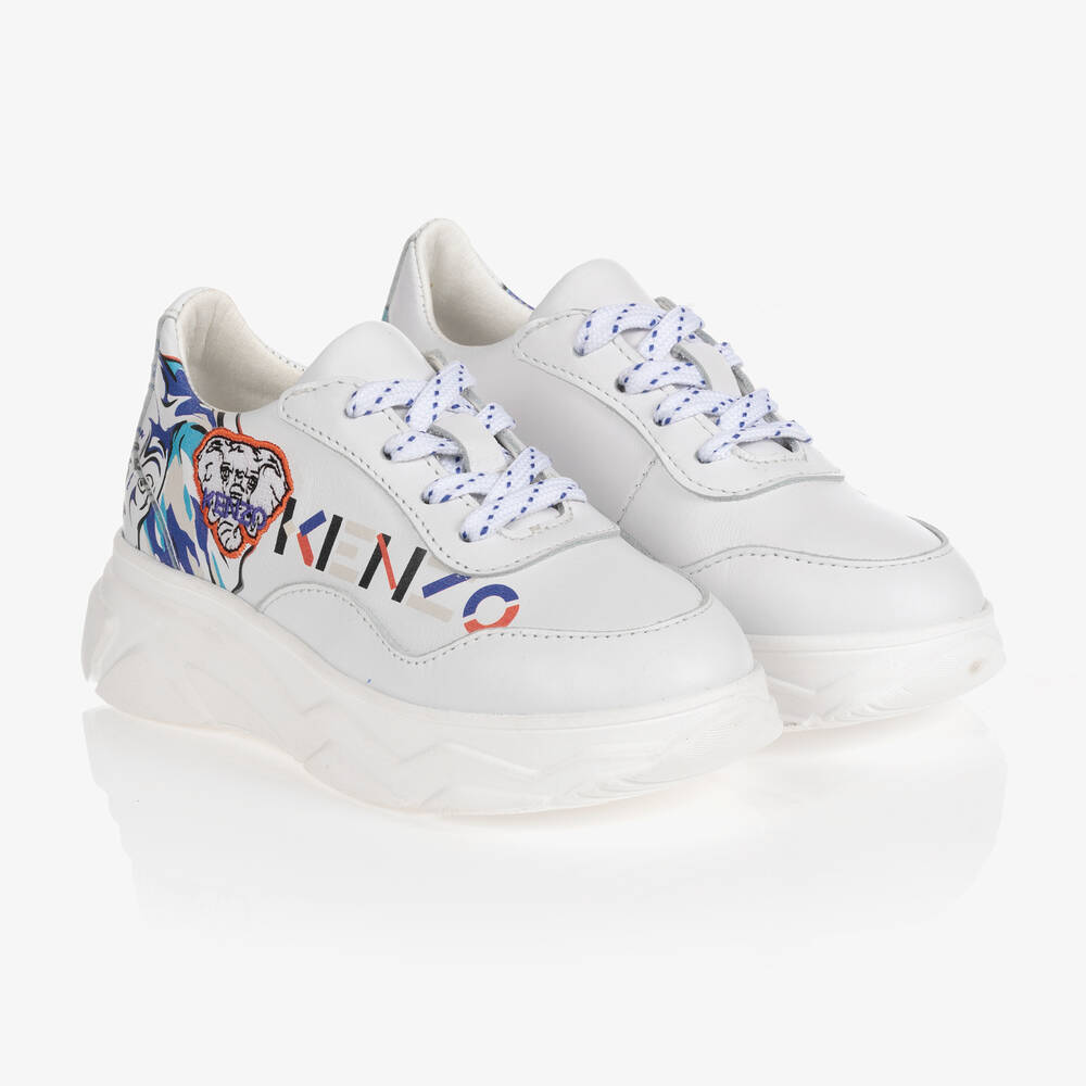 KENZO KIDS - Weiße Leder-Sneakers für Mädchen | Childrensalon