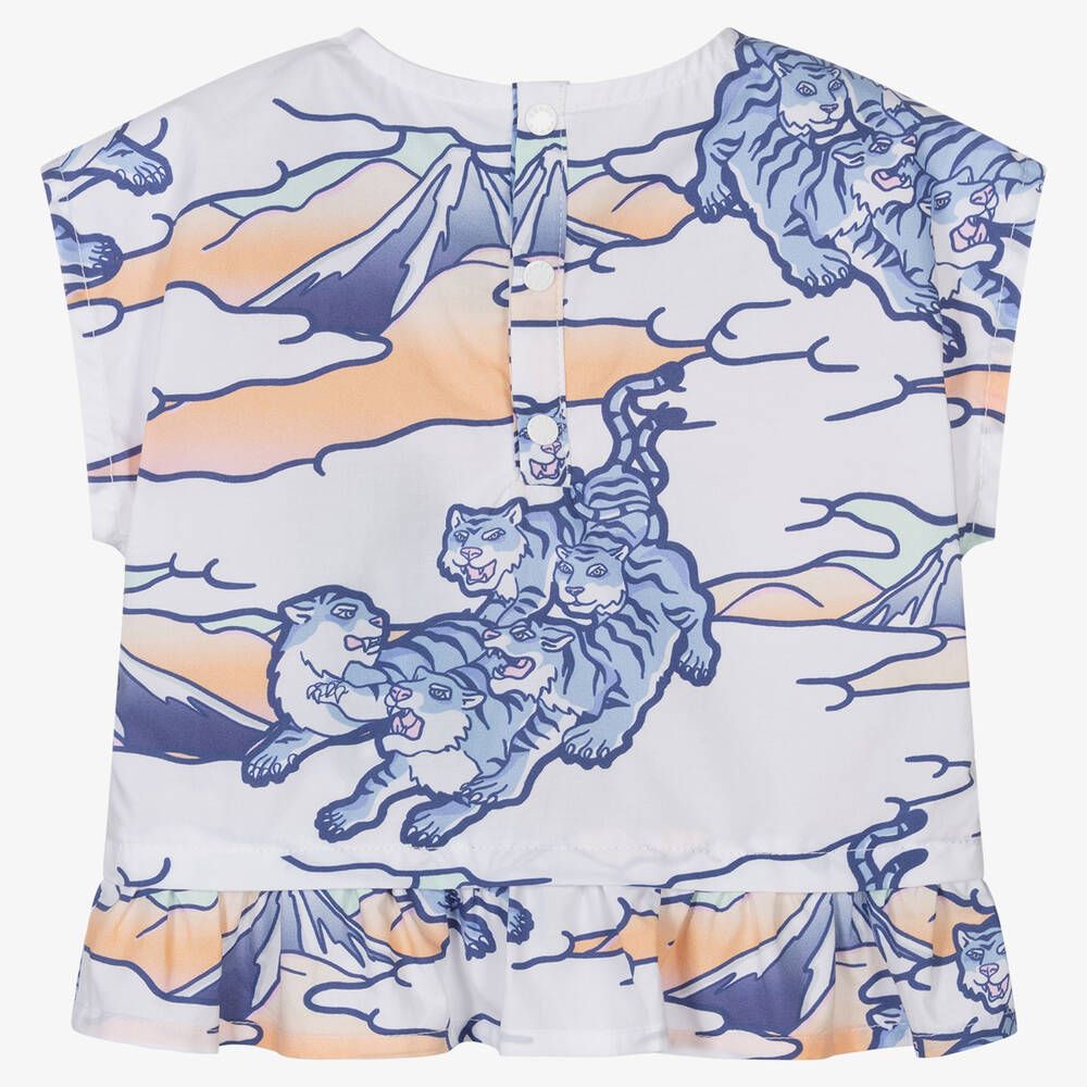 كينزو كيدز-طقم ليغنغز قطن بوبلين لون زهري وأبيض | Childrensalon Outlet