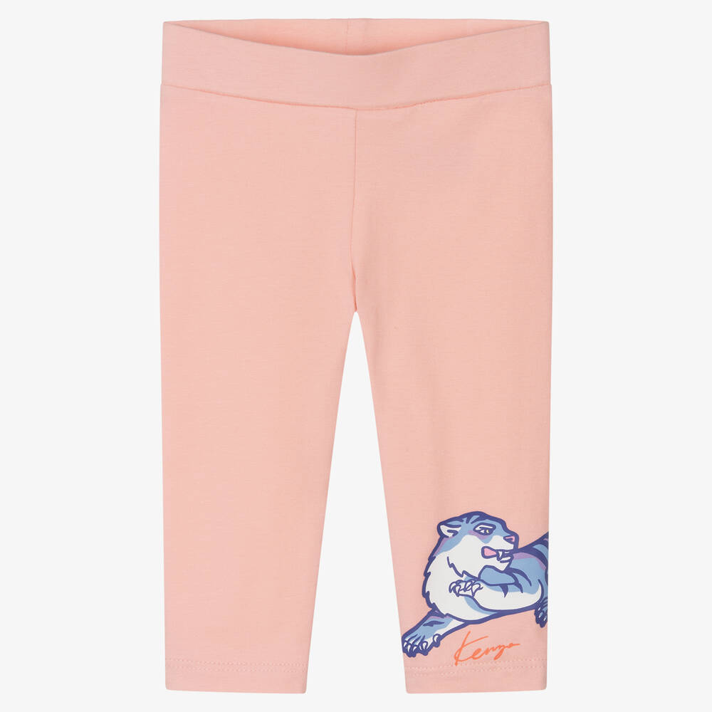 كينزو كيدز-طقم ليغنغز قطن بوبلين لون زهري وأبيض | Childrensalon Outlet