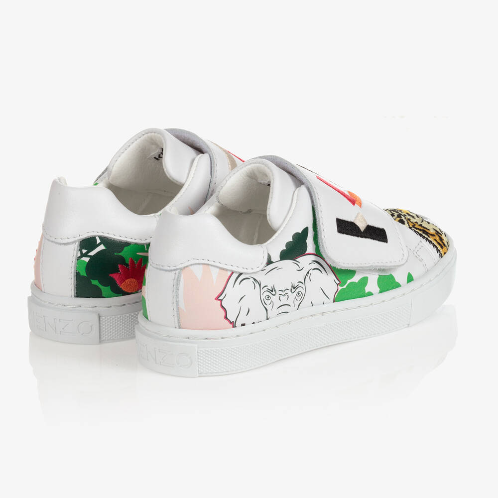 كينزو كيدز-ترينرز سهل الإنتعال جلد لون أبيض للبنات | Childrensalon Outlet