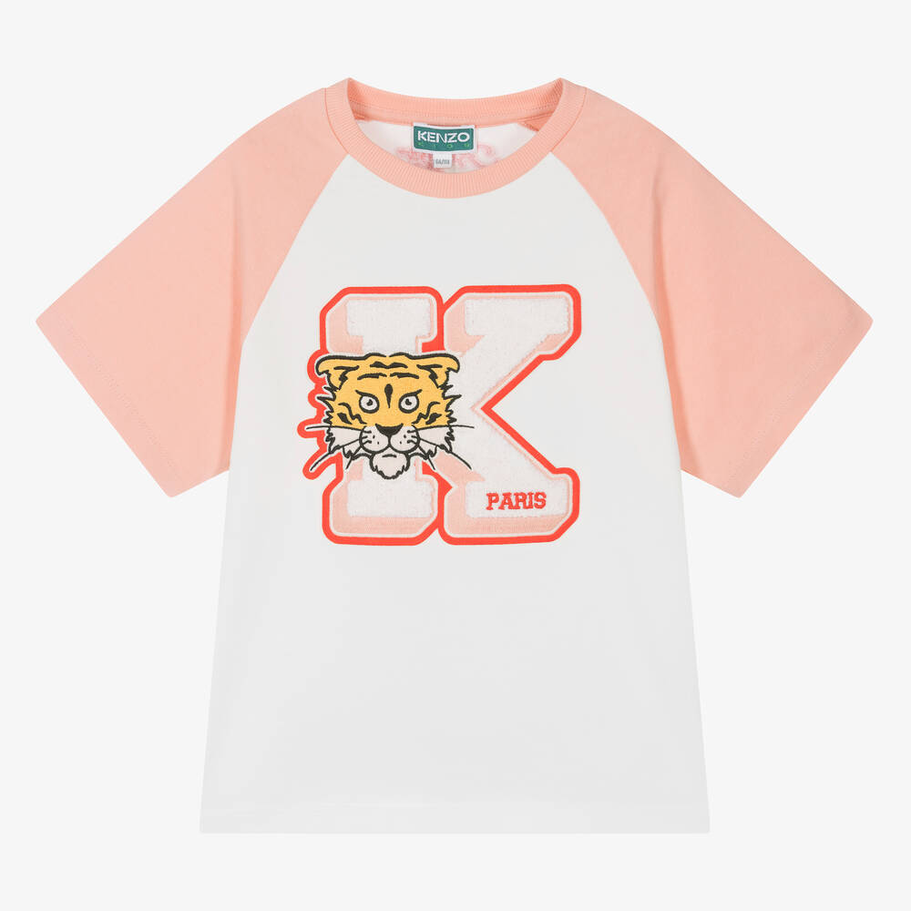 KENZO KIDS-Girls White Tiger Cotton T-Shirt | Childrensalon Outlet