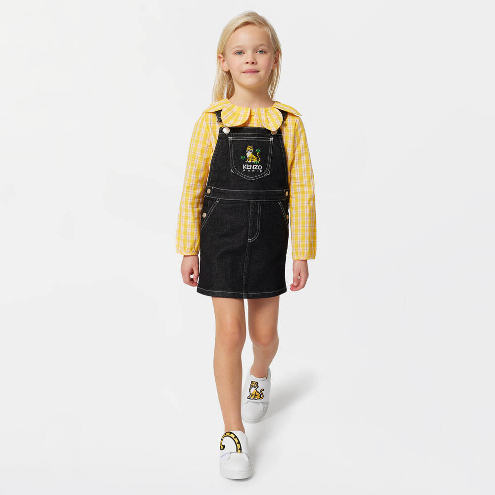 KENZO KIDS-Желтая хлопковая блуза с воротником-лепестком | Childrensalon Outlet