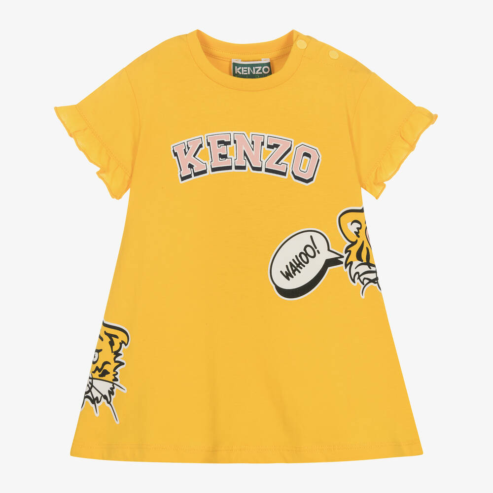 KENZO KIDS - Girls Yellow Organic Cotton Tiger Dress