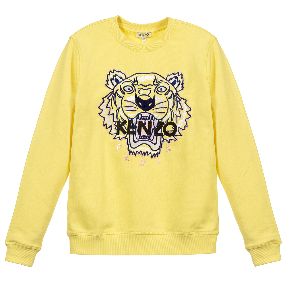 KENZO KIDS - Girls Yellow Tiger Sweatshirt | Childrensalon