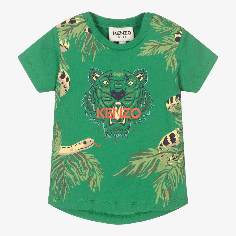 KENZO KIDS - Grünes Tiger-Baumwoll-T-Shirt | Childrensalon