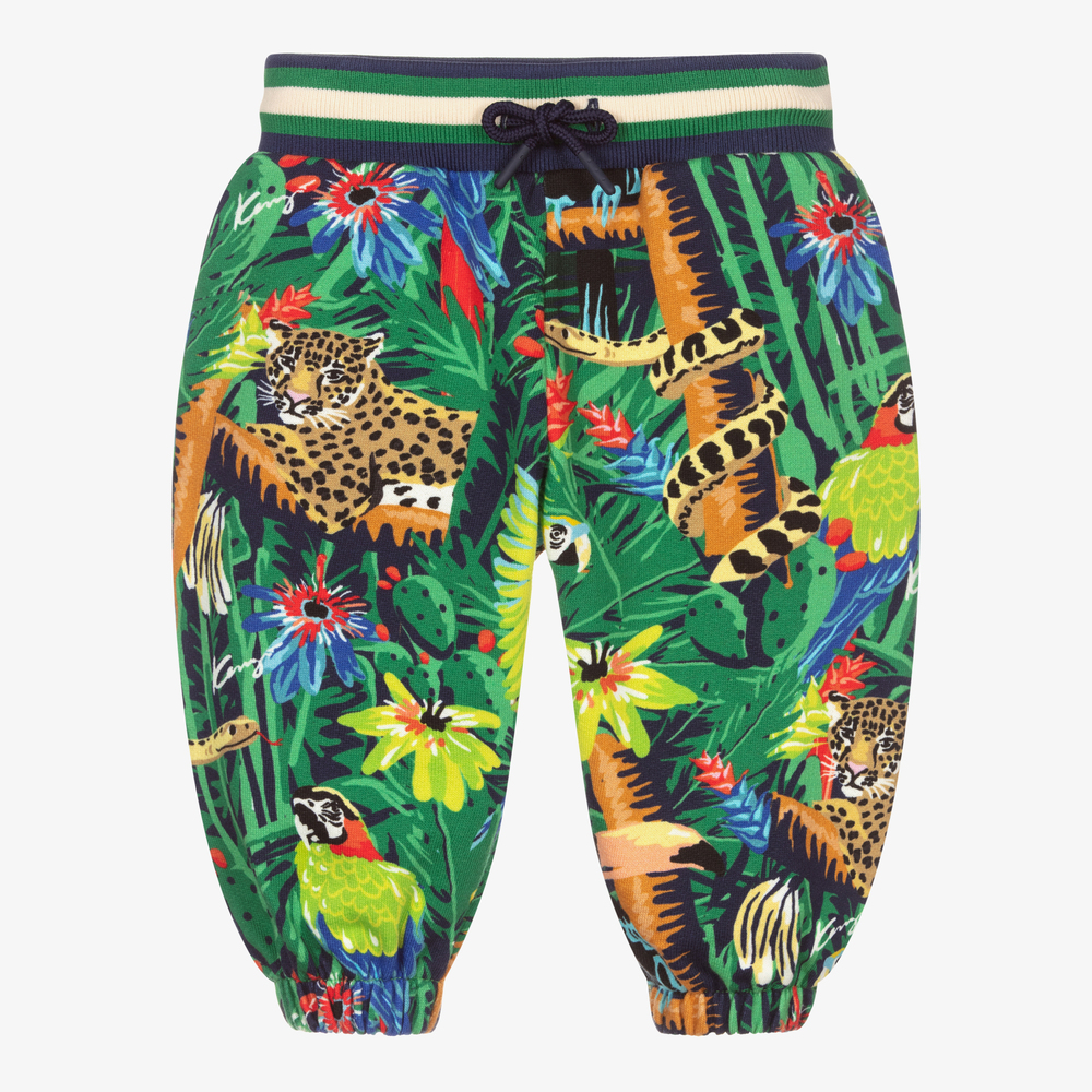 KENZO KIDS - Grüne, tropische Baumwoll-Jogginghose | Childrensalon