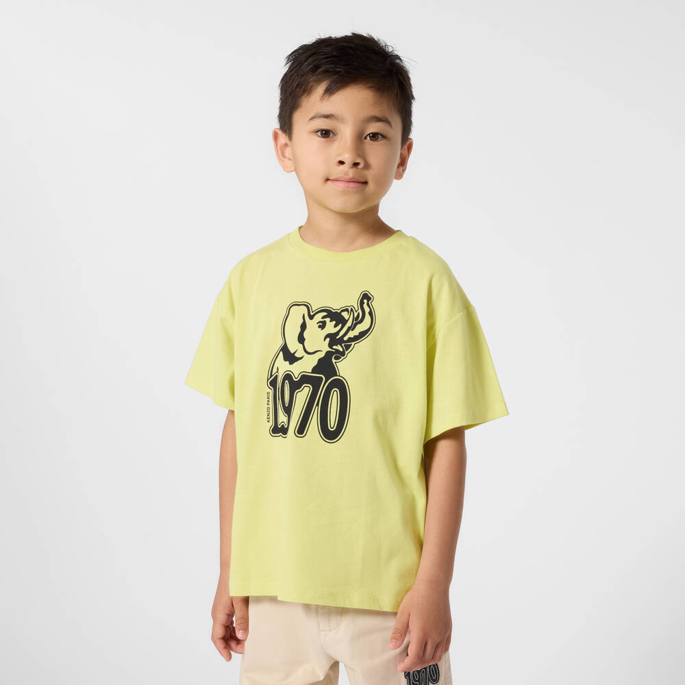 KENZO KIDS-Green Elephant Logo T-shirt | Childrensalon Outlet