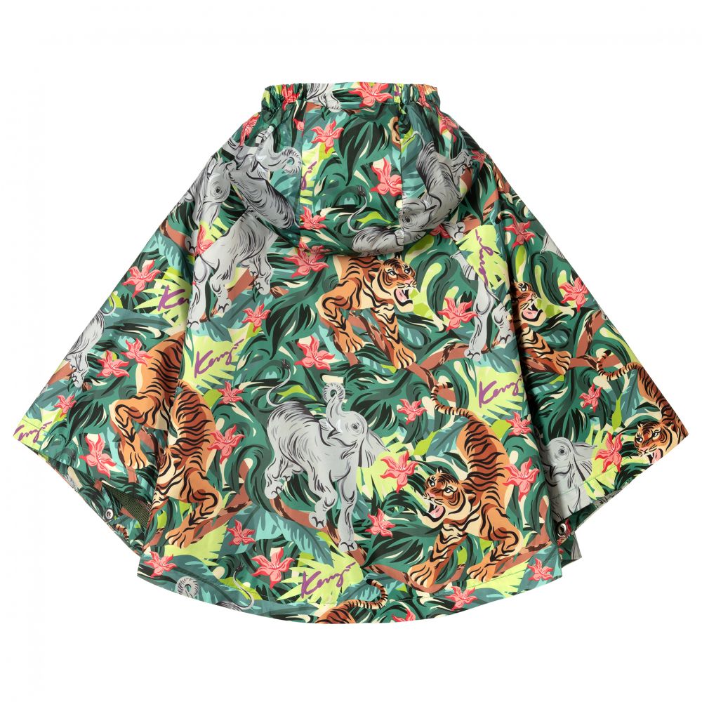 KENZO KIDS-Зеленый компактный кейп с тиграми | Childrensalon Outlet