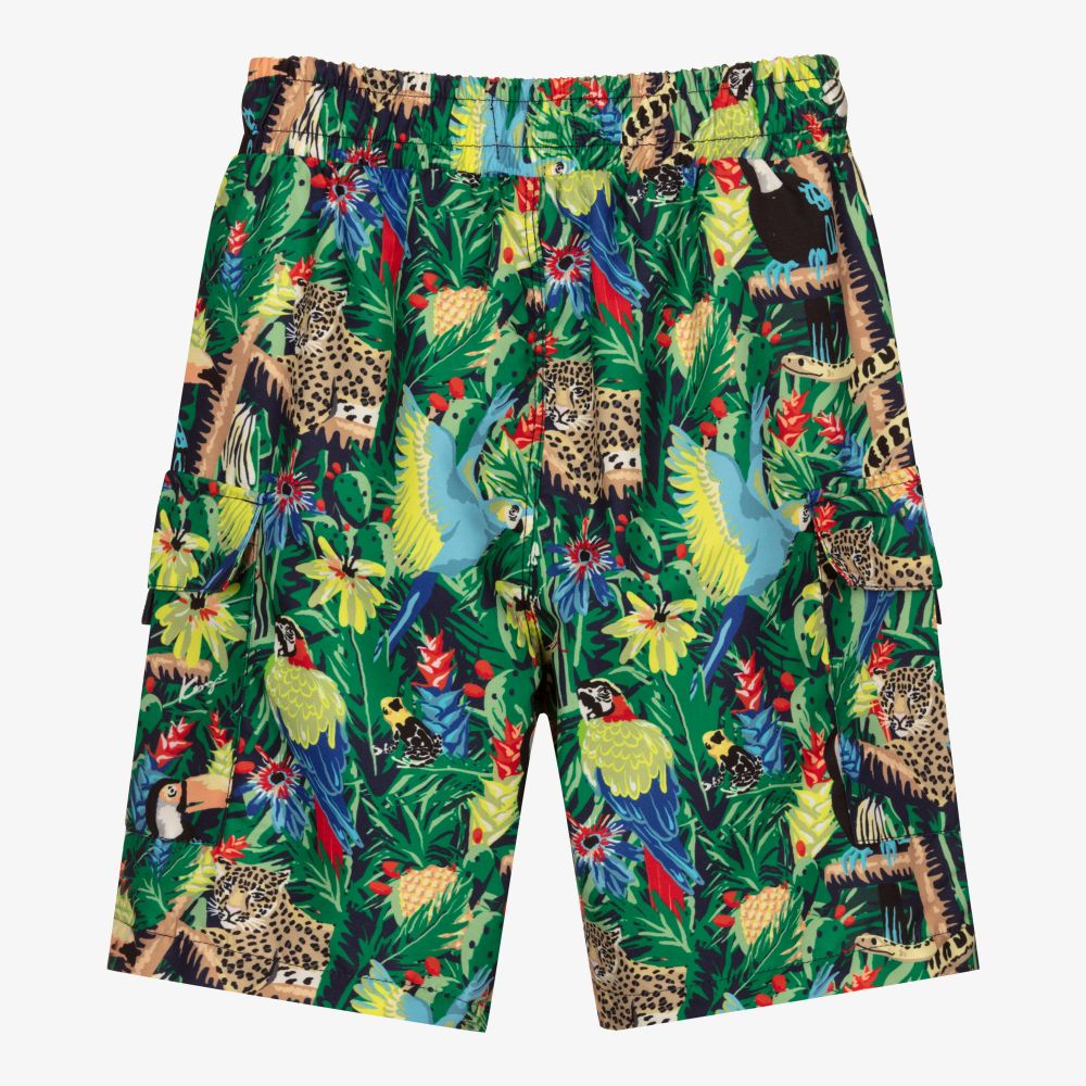 KENZO KIDS-Зеленые плавки-шорты с тропическим принтом | Childrensalon Outlet
