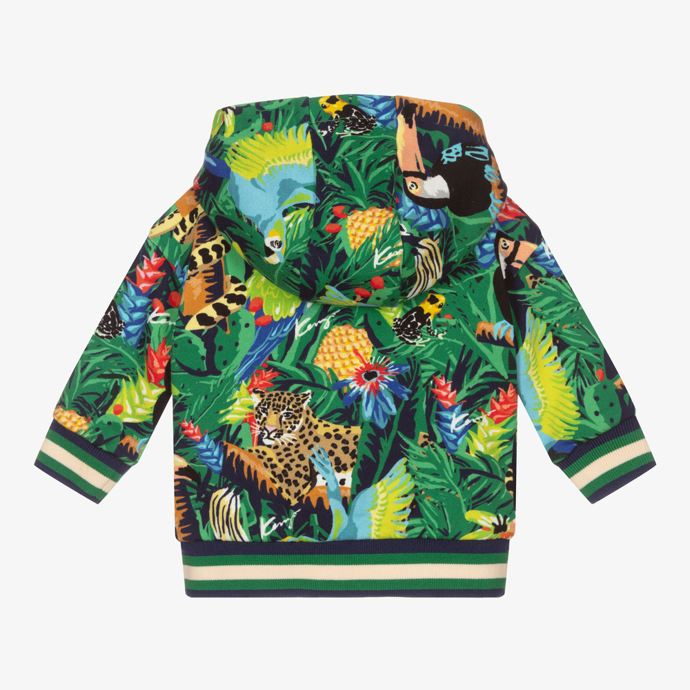 KENZO KIDS-Green Tropical Zip-Up Top  | Childrensalon Outlet