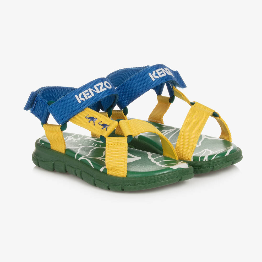 KENZO KIDS - Green & Yellow Velcro Sandals | Childrensalon