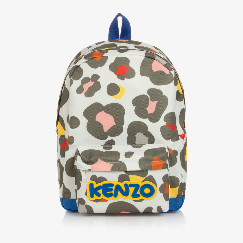 KENZO KIDS - حقيبة ظهر كانفاس لون رمادي للبنات (37 سم) | Childrensalon