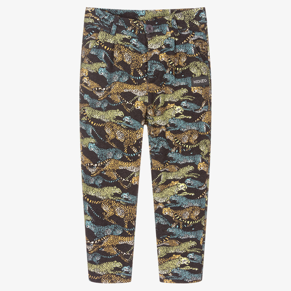 KENZO KIDS - Grey Cheetah Cotton Trousers | Childrensalon