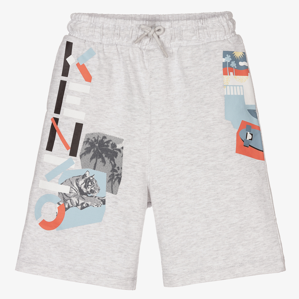 KENZO KIDS - Grey Cotton Jersey Shorts | Childrensalon