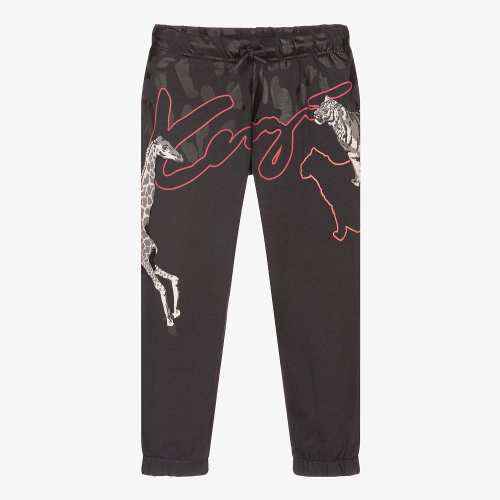 KENZO KIDS - Grey Cotton Logo Joggers | Childrensalon