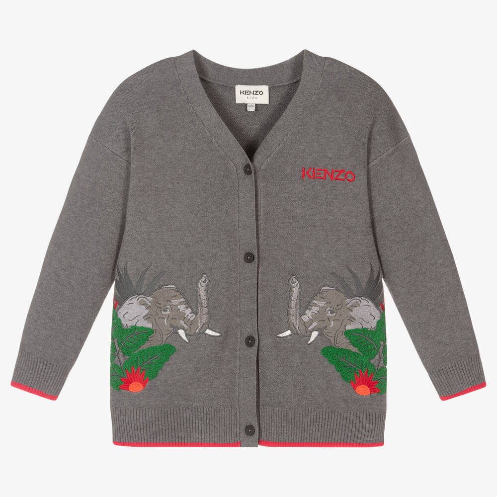 KENZO KIDS - Cardigan gris en maille Éléphant | Childrensalon