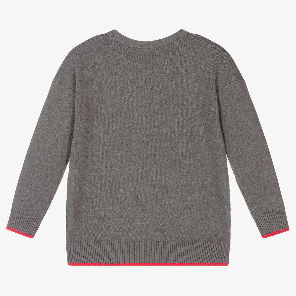 KENZO KIDS - Grey Elephant Knit Cardigan | Childrensalon Outlet
