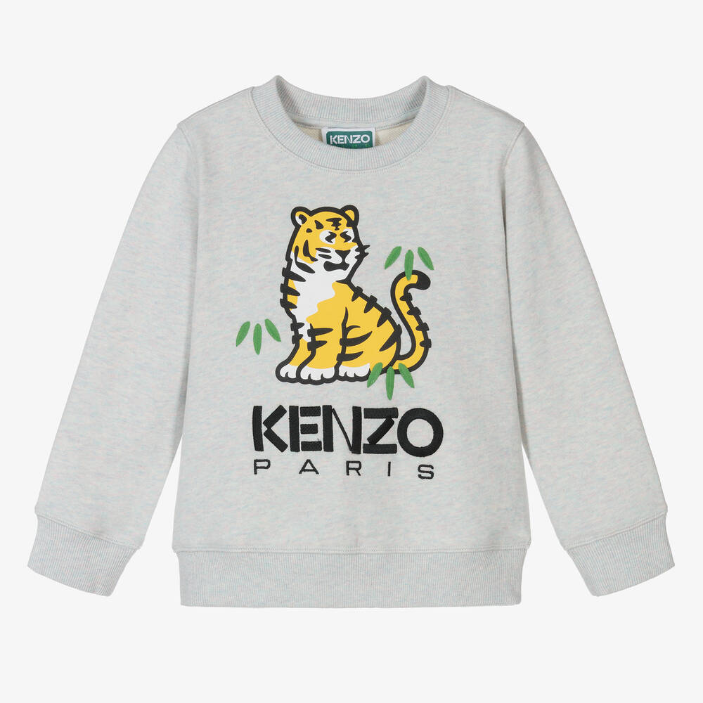 KENZO KIDS - Sweat gris chiné en coton KOTORA | Childrensalon