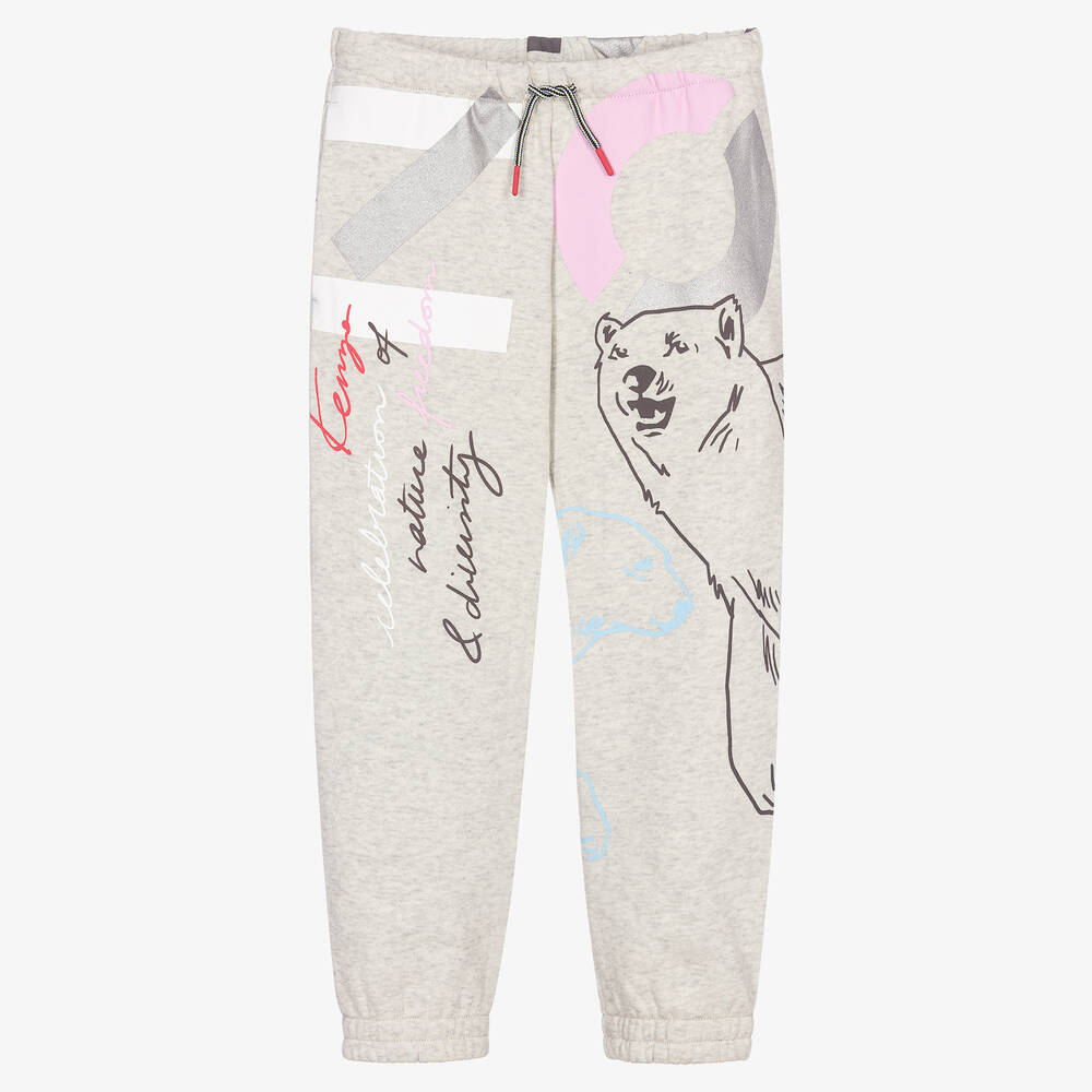 KENZO KIDS - Graue Jogginghose mit mehrfarbigem Motiv (M) | Childrensalon