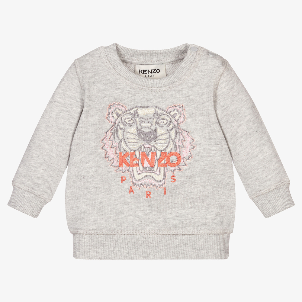 KENZO KIDS - Grey Tiger Baby Sweatshirt | Childrensalon