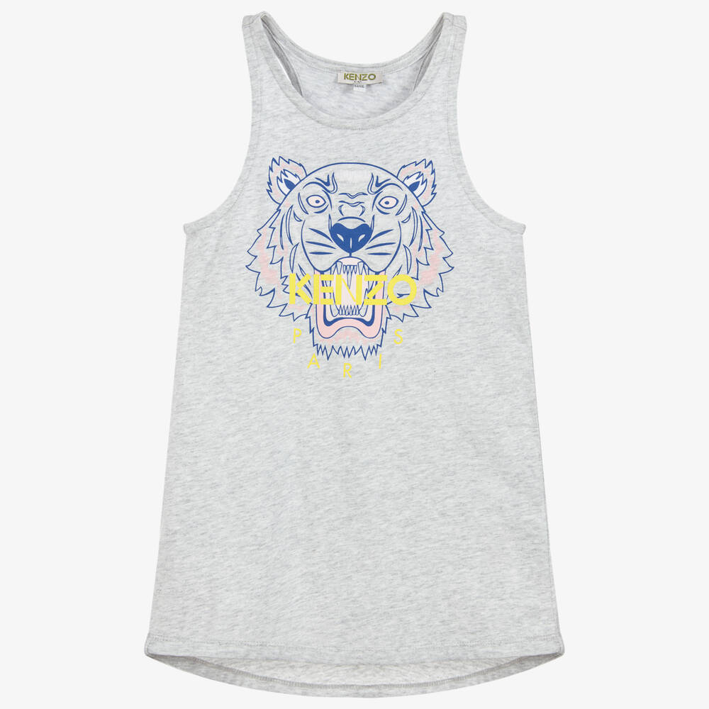 KENZO KIDS-Grey TIGER Cotton Jersey Dress | Childrensalon Outlet