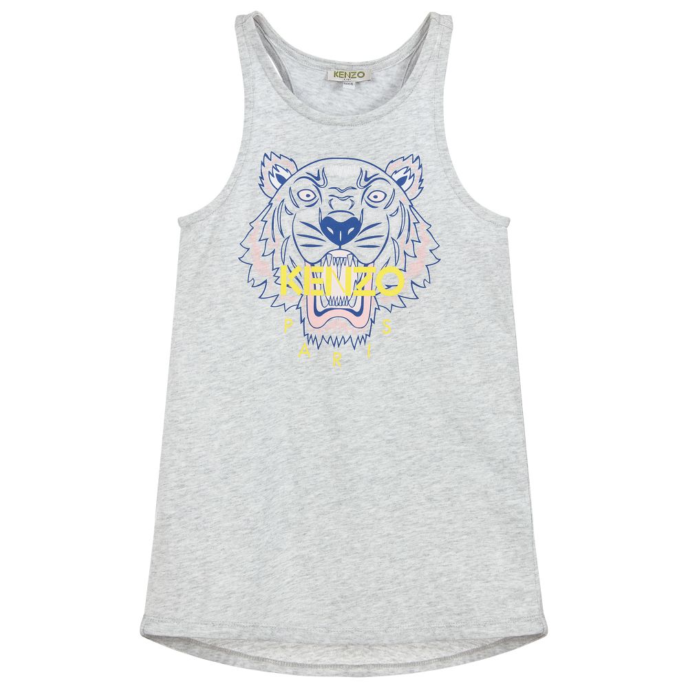 KENZO KIDS - Grey TIGER Cotton Jersey Dress | Childrensalon