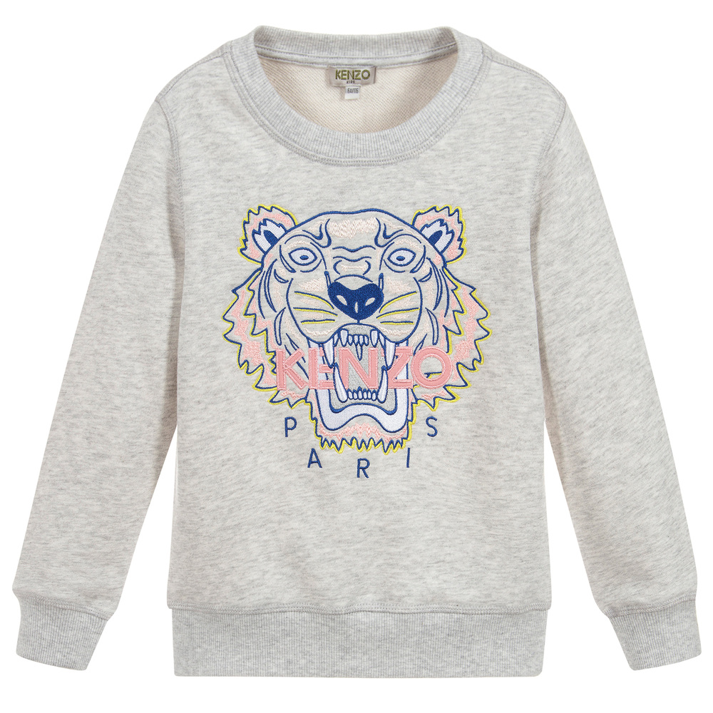 KENZO KIDS - Grey TIGER Cotton Sweatshirt | Childrensalon