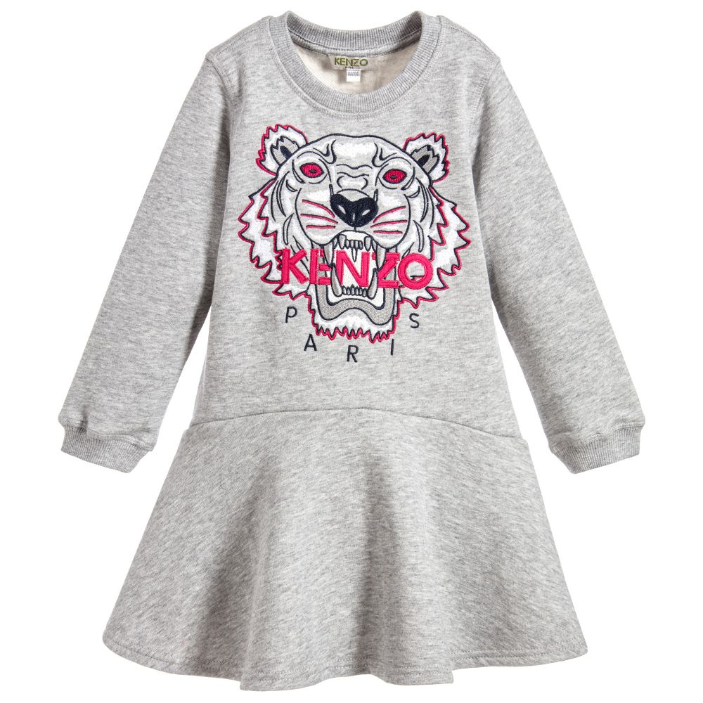 KENZO KIDS - Grey Tiger Sweatshirt Dress | Childrensalon