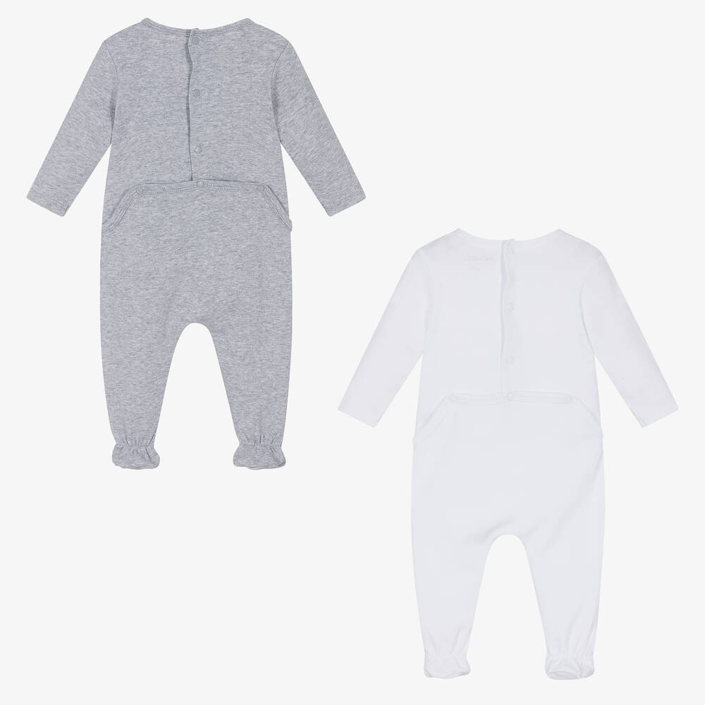 KENZO KIDS-بيبي غرو قطن عضوي لون أبيض ورمادي للمولودات (عدد 2) | Childrensalon Outlet