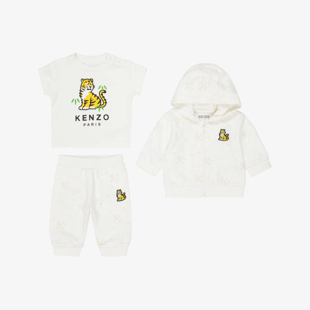 KENZO KIDS-Ivory 3 Piece Tracksuit | Childrensalon Outlet