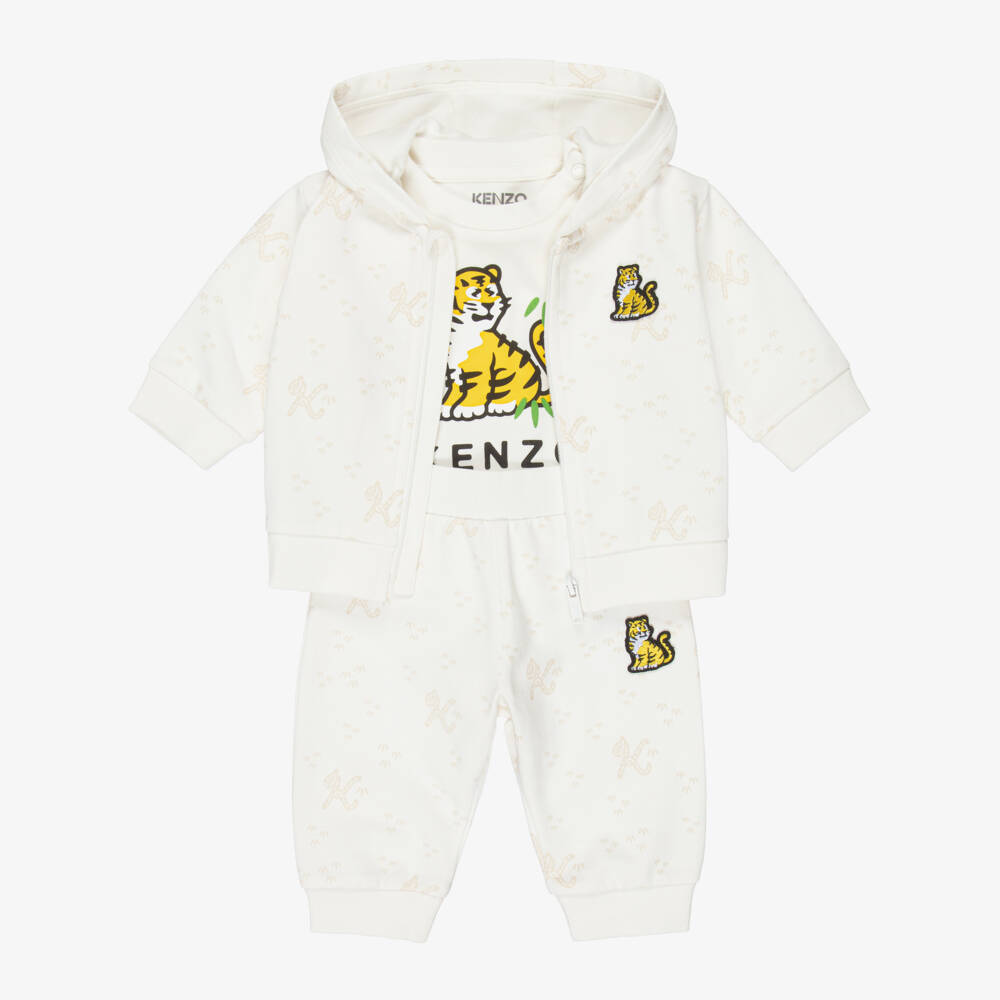 KENZO KIDS-Ivory 3 Piece Tracksuit | Childrensalon Outlet