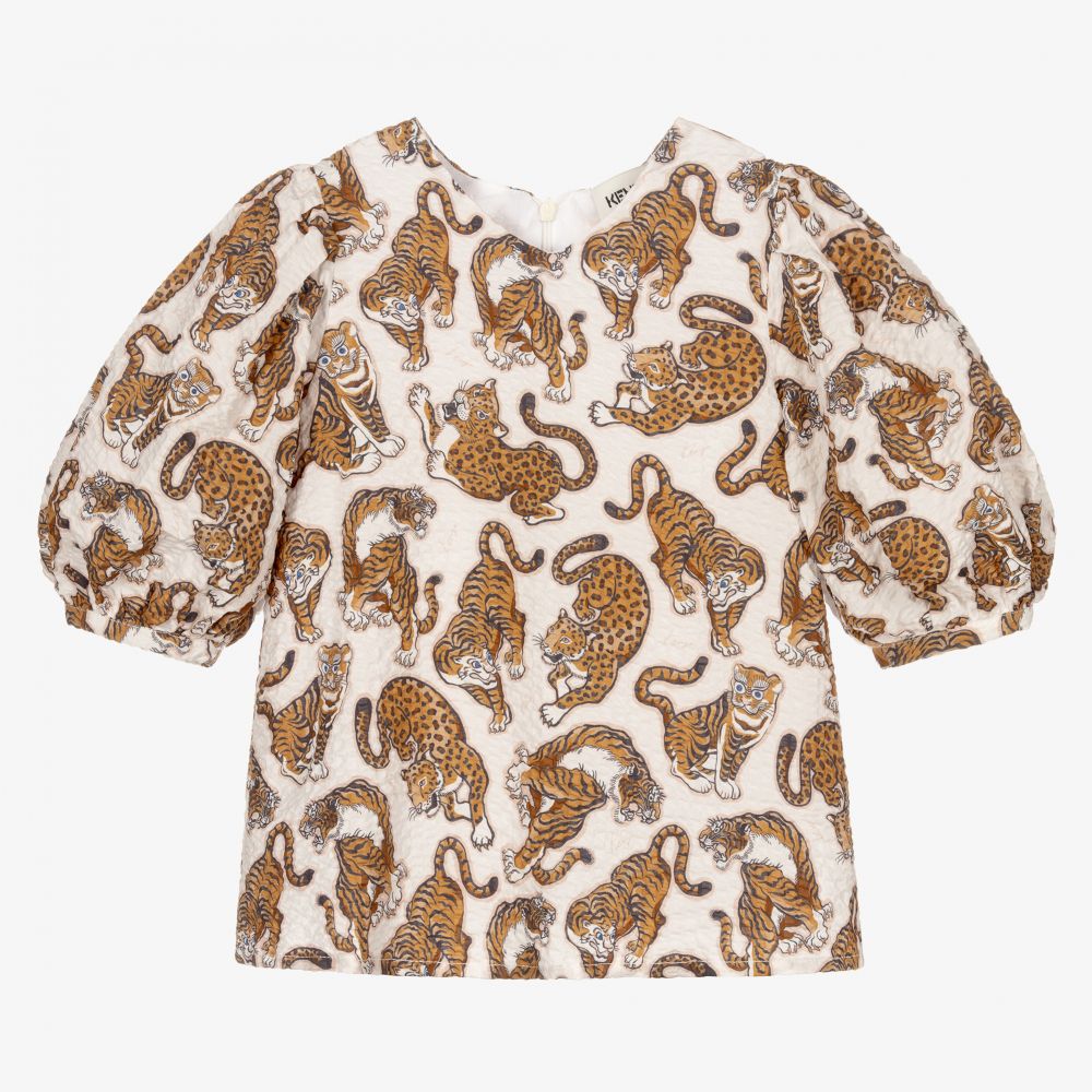 KENZO KIDS - Blouse ivoire et marron coton | Childrensalon