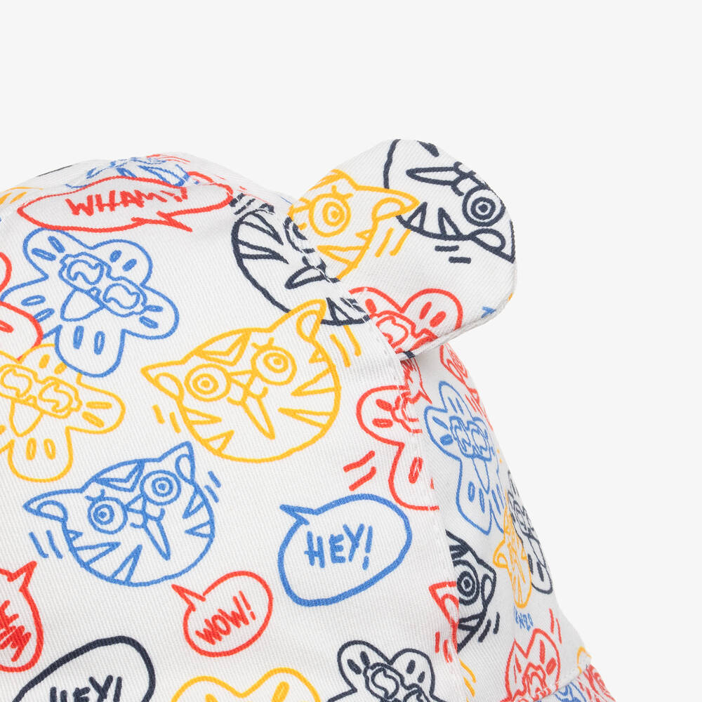KENZO KIDS-Ivory Cotton Baby Bucket Hat | Childrensalon Outlet