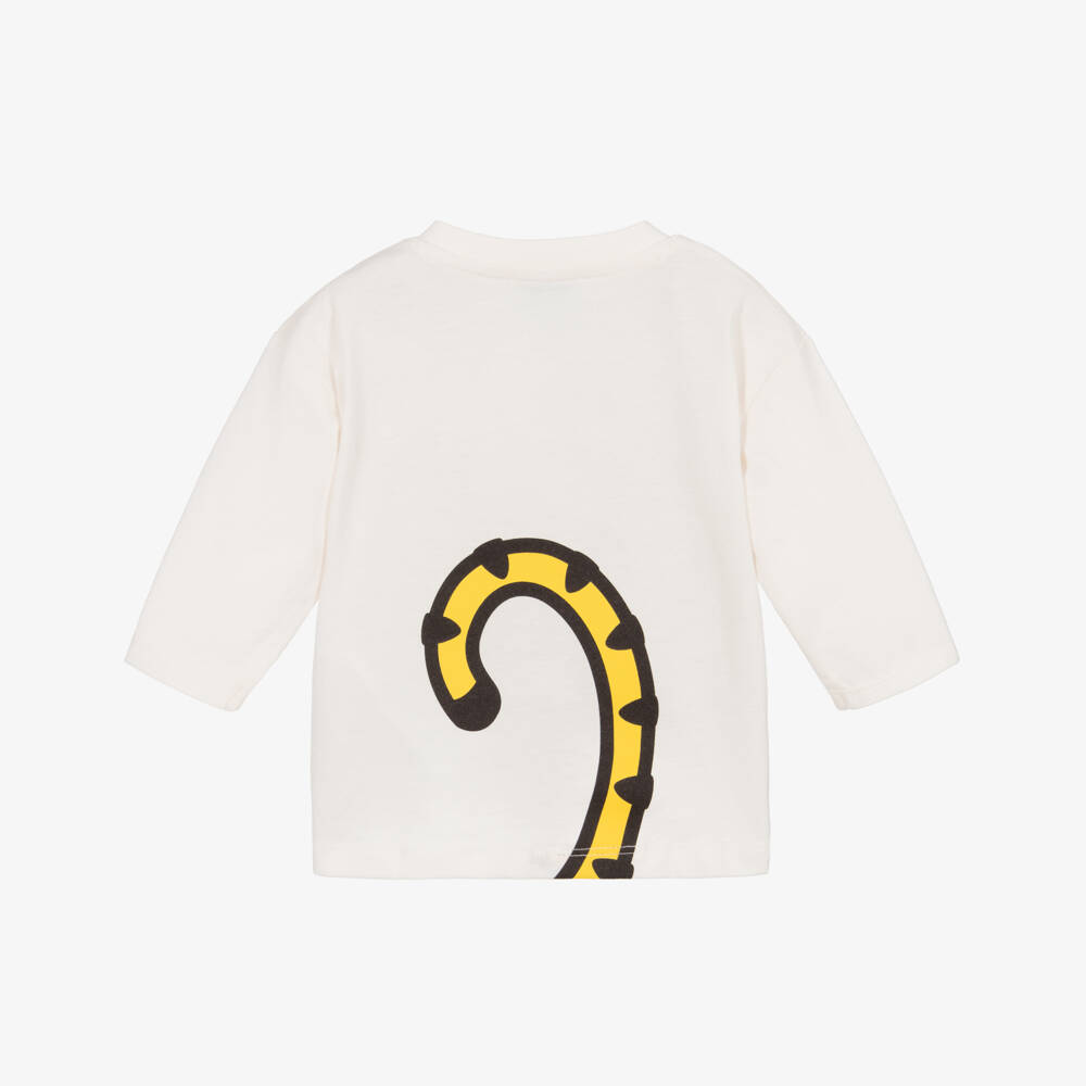 KENZO KIDS-Ivory Cotton Kotora Tiger Long-Sleeved Top | Childrensalon Outlet