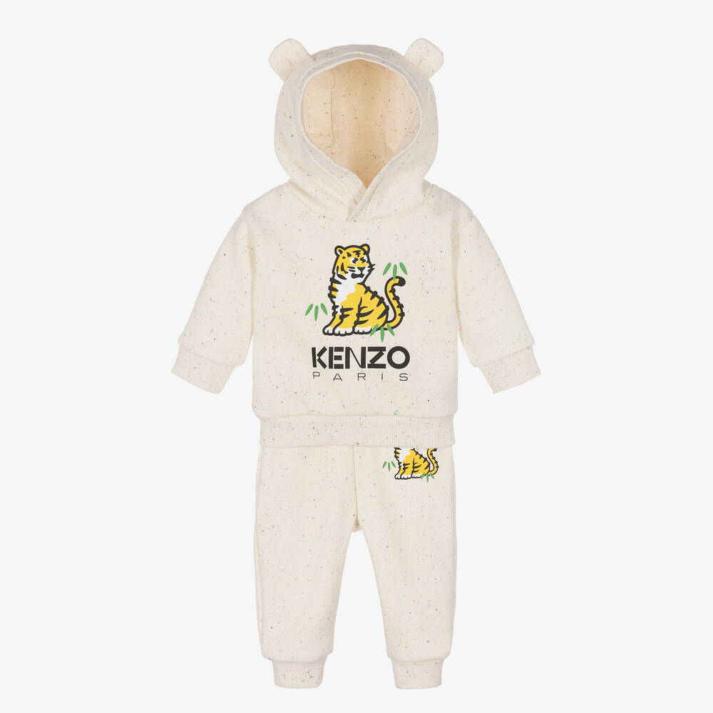 KENZO KIDS - بدلة رياضية قطن جيرسي لون عاجي | Childrensalon