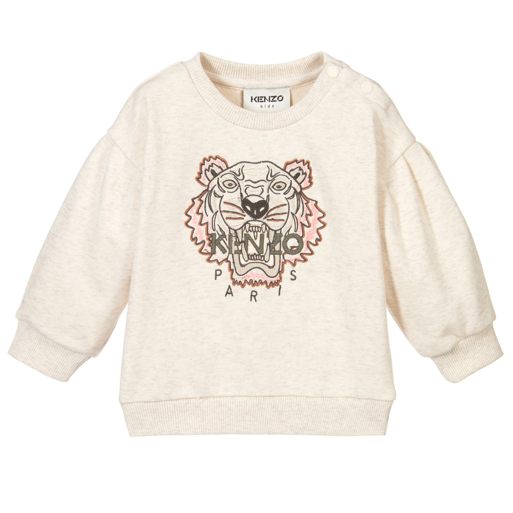 KENZO KIDS - Ivory Cotton Tiger Sweatshirt | Childrensalon