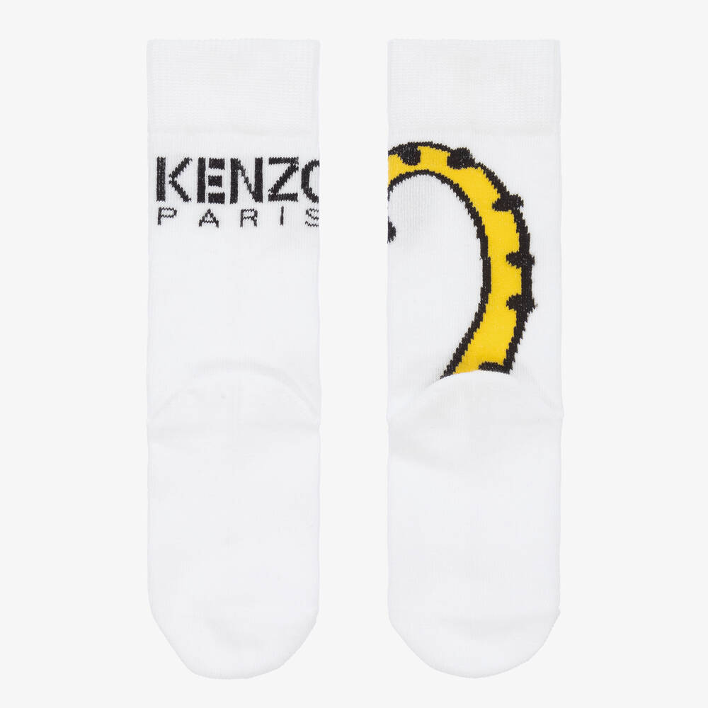 KENZO KIDS-Ivory Cotton Tiger Tail Socks | Childrensalon Outlet