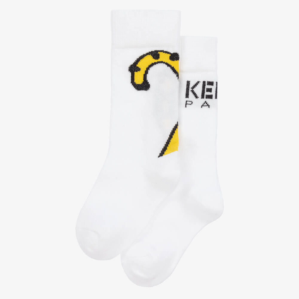 KENZO KIDS-Ivory Cotton Tiger Tail Socks | Childrensalon Outlet