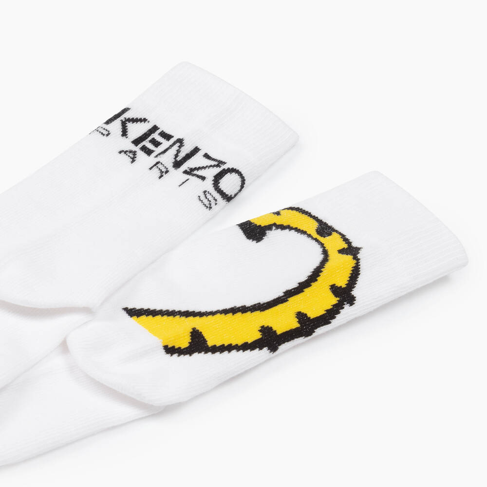 KENZO KIDS-Ivory Cotton Tiger Tail Socks | Childrensalon Outlet