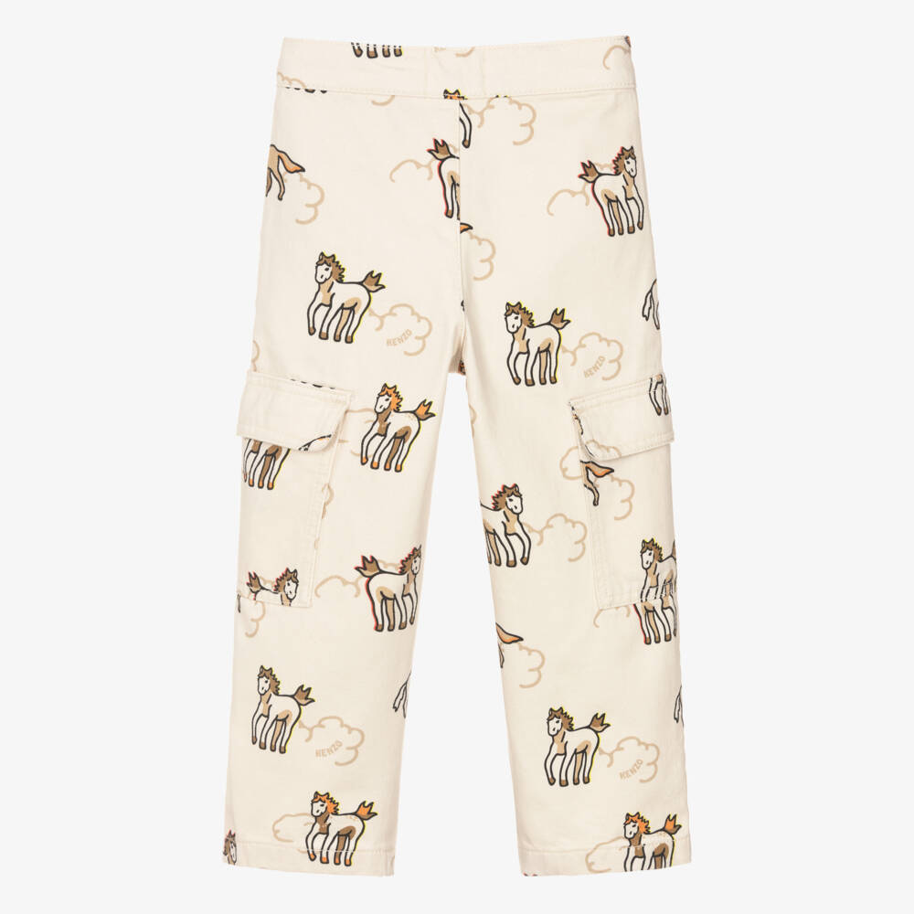 KENZO KIDS-Ivory Horses Trousers | Childrensalon Outlet