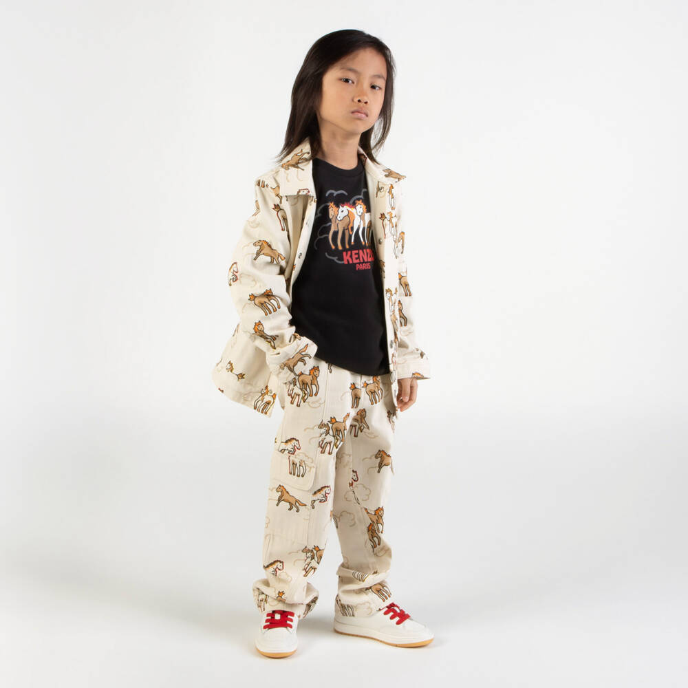 KENZO KIDS-Ivory Horses Trousers | Childrensalon Outlet