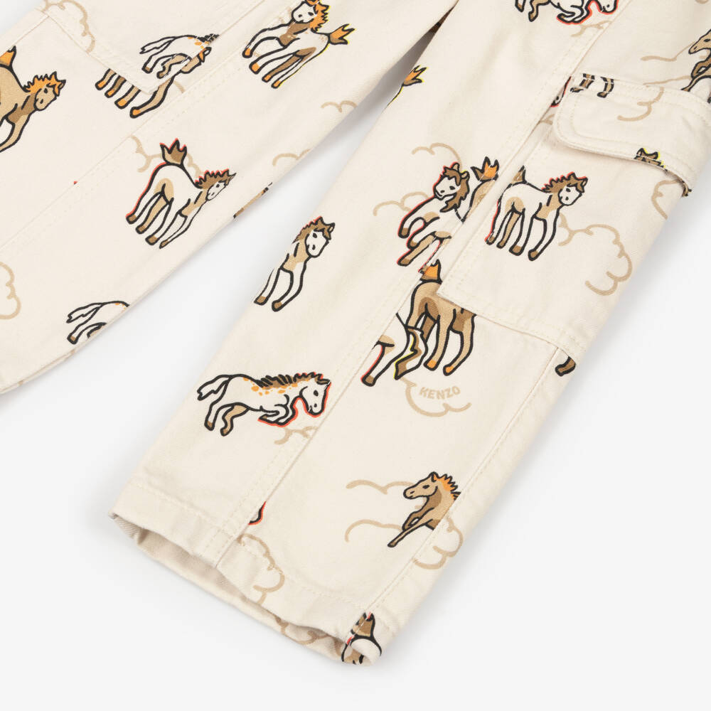 KENZO KIDS-Ivory Horses Trousers | Childrensalon Outlet