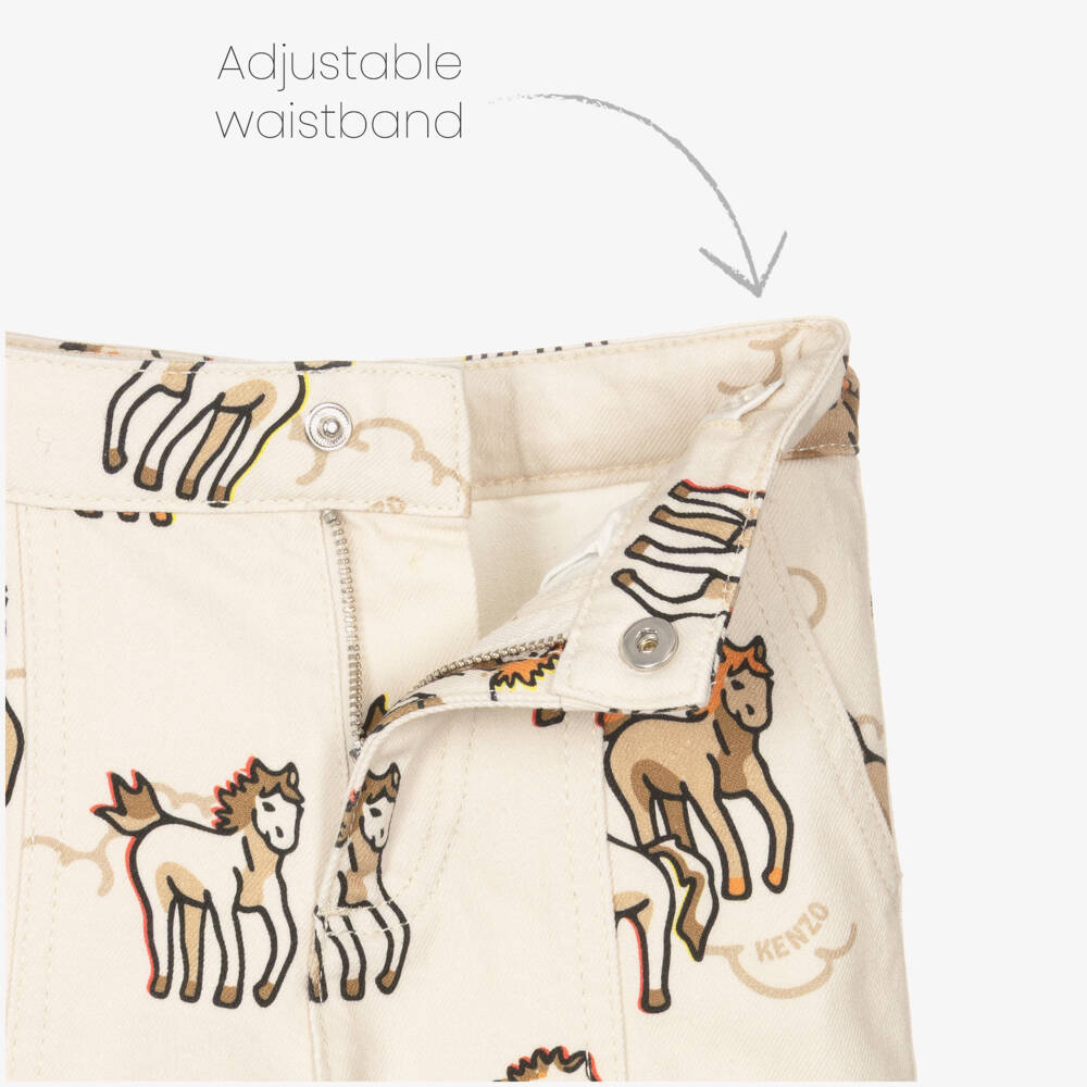 KENZO KIDS-Ivory Horses Trousers | Childrensalon Outlet
