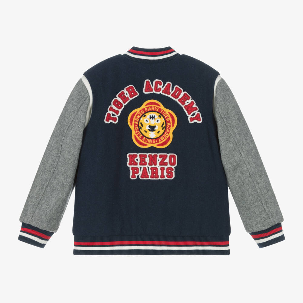 KENZO KIDS-Junior Boys Navy Wool Bomber Coat | Childrensalon Outlet
